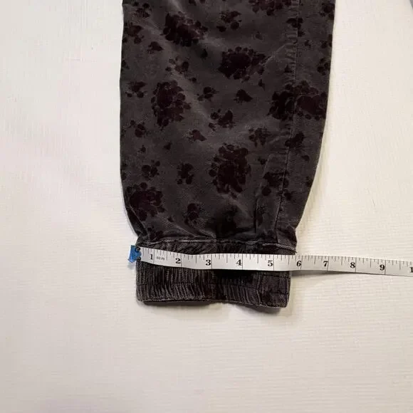 Anthropologie Pants Womens Medium Gray Floral Corduroy Joggers Elastic Cuff - Picture 5 of 12